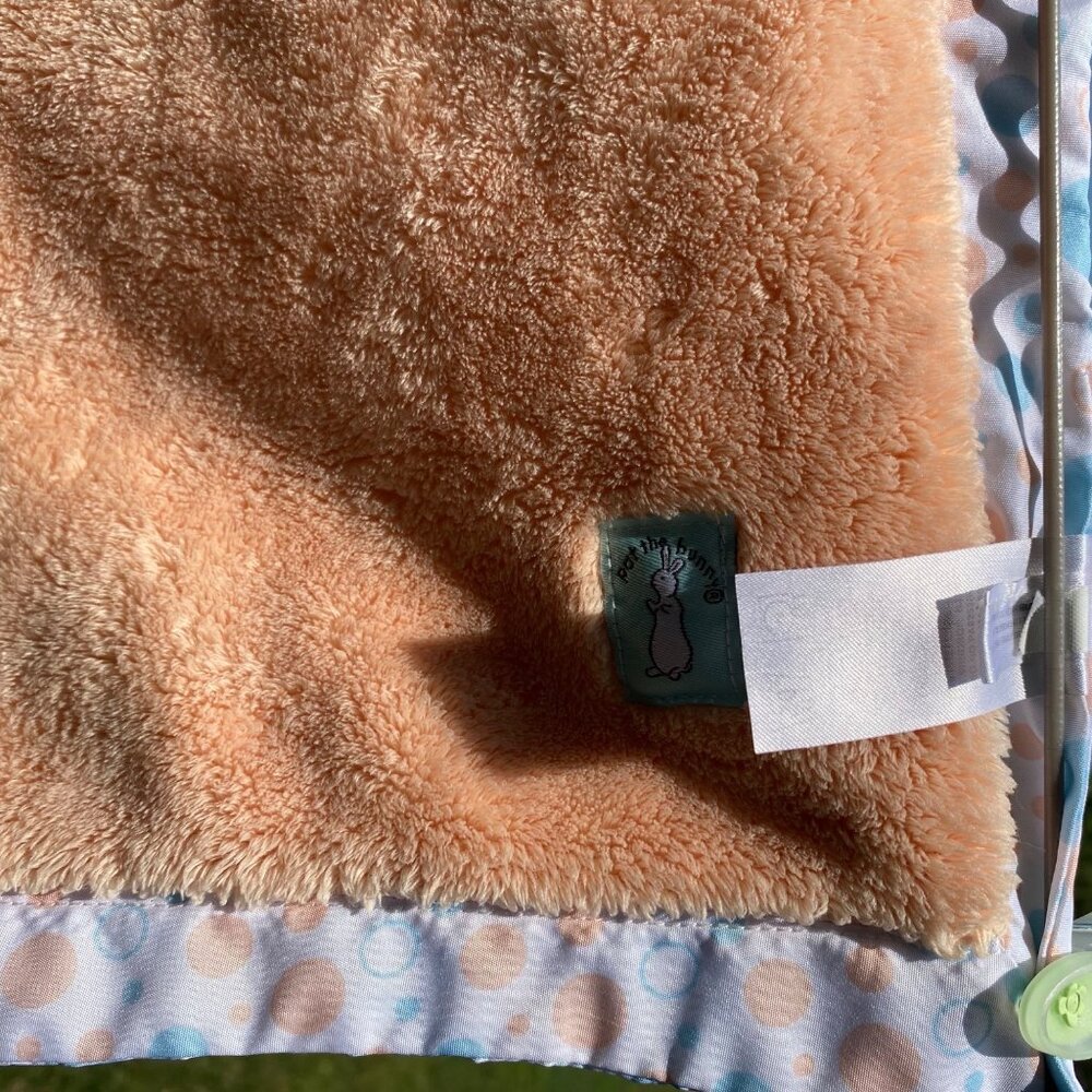 Pat the Bunny Security Blanket Lovey Baby Plush Dot Peach Blue Satin Edge - Picture 6 of 10